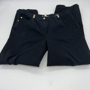 St John Sport Black Straight Womens Pants Gold Hardware Size: 8